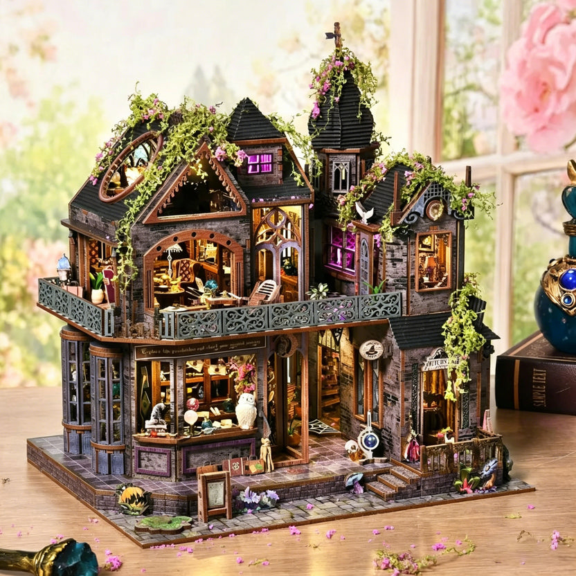 Witch's Lair and Magic Shop DIY Miniature Kit front view